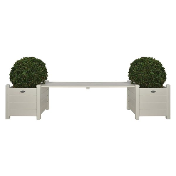Esschert Design Vasos para plantas com banco branco CF33W