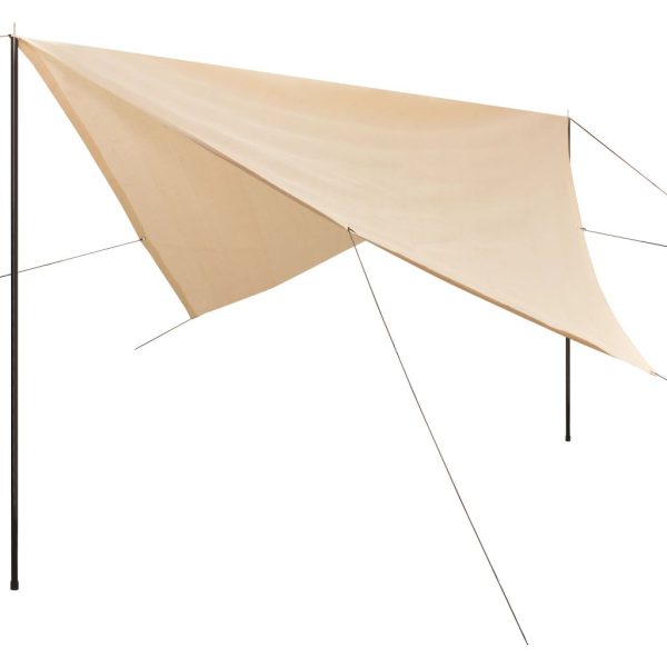 vidaXL Guarda-sol de lona com postes PEAD quadrado 3x3 m creme