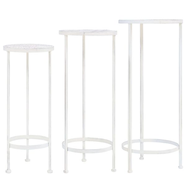 Suporte para plantas 3 pcs estilo vintage metal antigo branco
