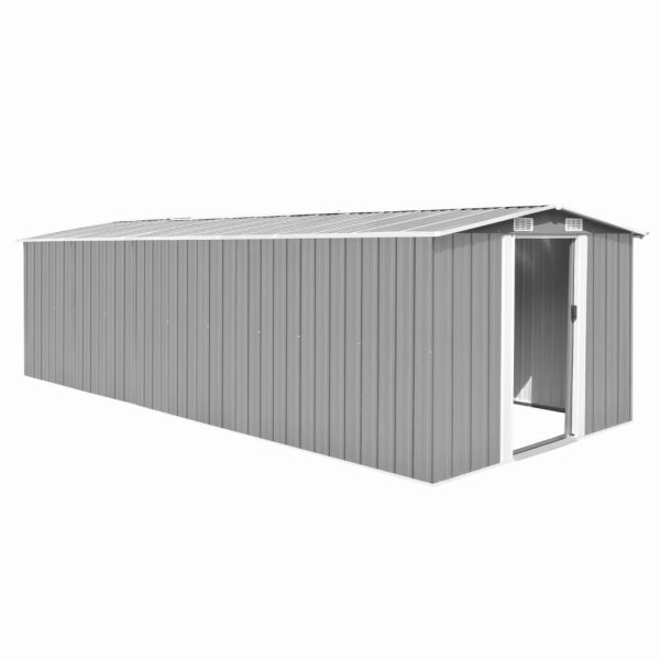 Abrigo de jardim 257x580x181 cm metal cinzento