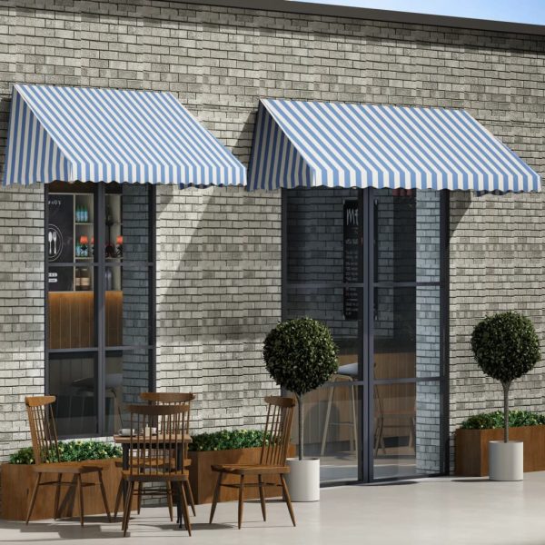 Toldo bistrô 300x120 cm azul e branco
