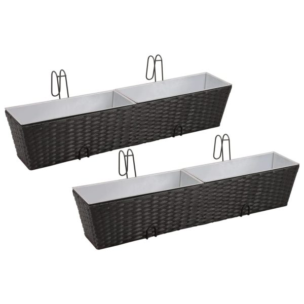 Conjunto Vasos Plantas Trapezoidal para Sacada Vime Preto 2pcs 80 cm