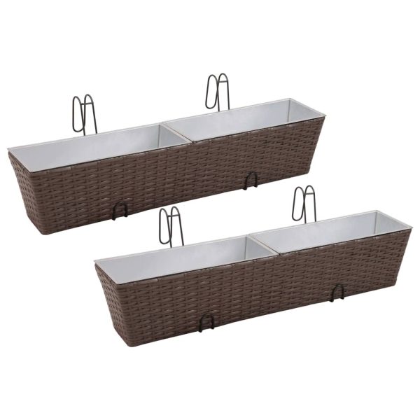 Conjunto de plantadeiras de rattan 2 peças Marrom