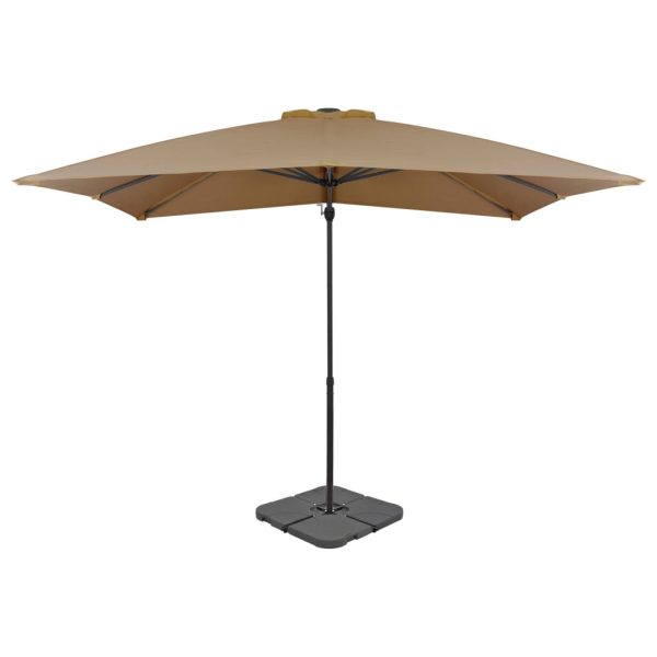 Guarda-sol de exterior com base portátil cinzento-acastanhado