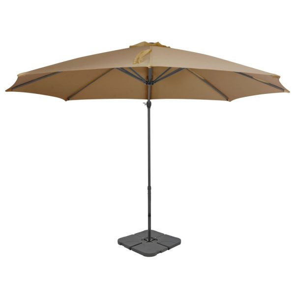 Guarda-sol de exterior com base portátil cinzento-acastanhado