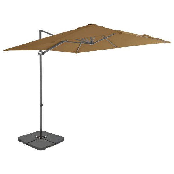 Guarda-sol de exterior com base portátil cinzento-acastanhado