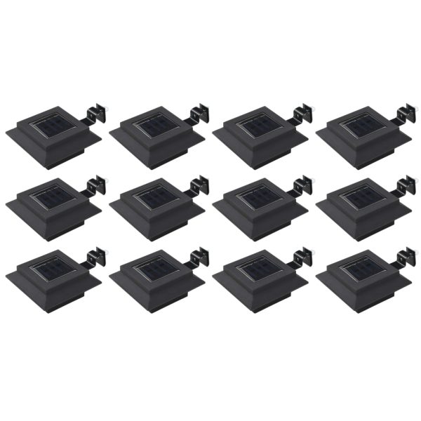 Candeeiro de exterior solar LED 12 pcs preto quadrado 12 cm