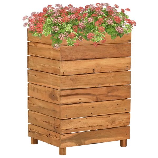 Vaso/floreira 50x40x72 cm teca reciclada e aço