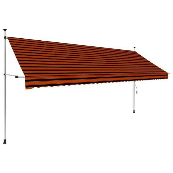 Toldo retrátil manual 400 cm laranja e castanho