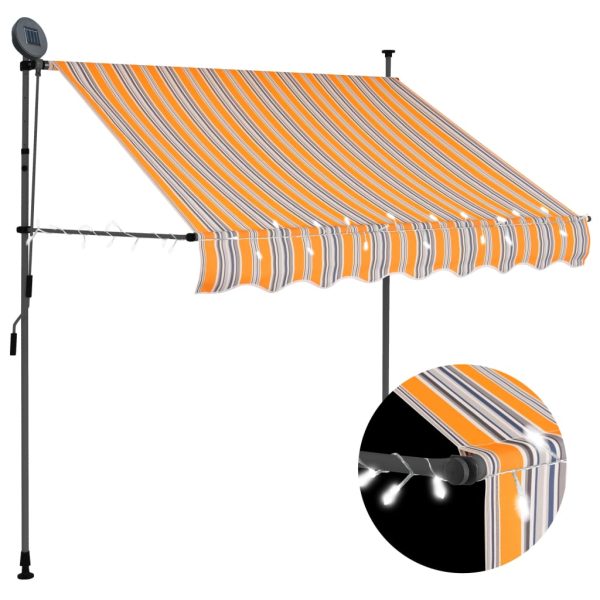 Toldo retrátil manual com LED 200 cm amarelo e azul