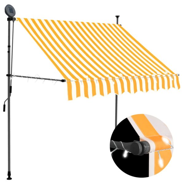 Toldo retrátil manual com LED 200 cm branco e laranja