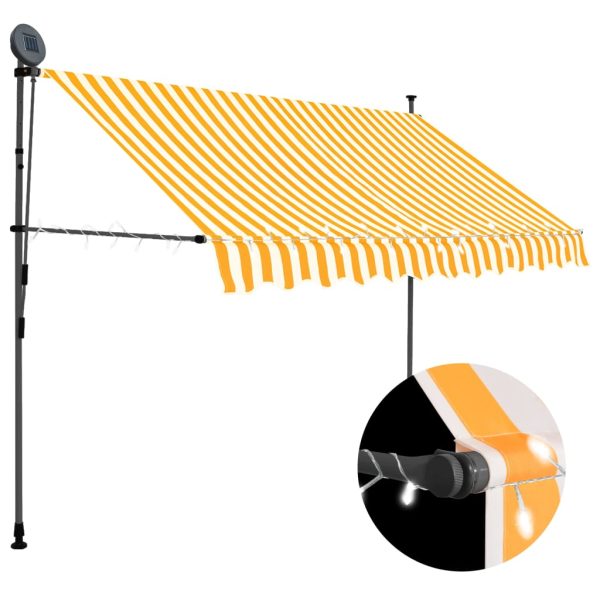 Toldo retrátil manual com LED 250 cm branco e laranja