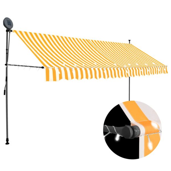 Toldo retrátil manual com LED 400 cm branco e laranja