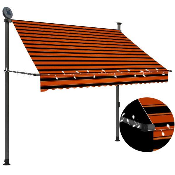 Toldo retrátil manual com LED 200 cm laranja e castanho