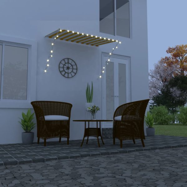 Toldo retrátil com LED 200x150 cm amarelo e branco