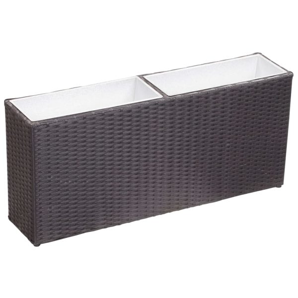 Floreira com 2 vasos 90x20x40 cm vime PE preto