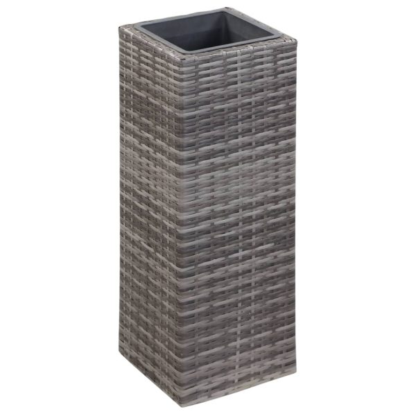 Vaso/floreira de jardim 28x28x80 cm vime PE cinzento