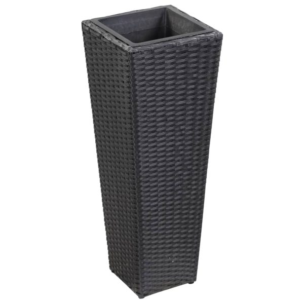 Vaso/floreira de jardim 30x30x80 cm vime PE preto
