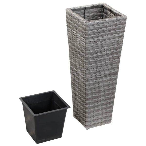 Vaso/floreira de jardim 30x30x80 cm vime PE cinzento