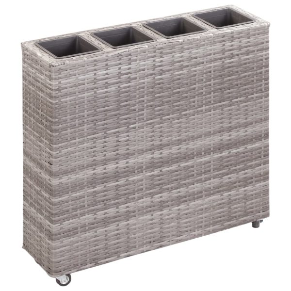Floreira com 4 vasos 80x22x79 cm vime PE cinzento