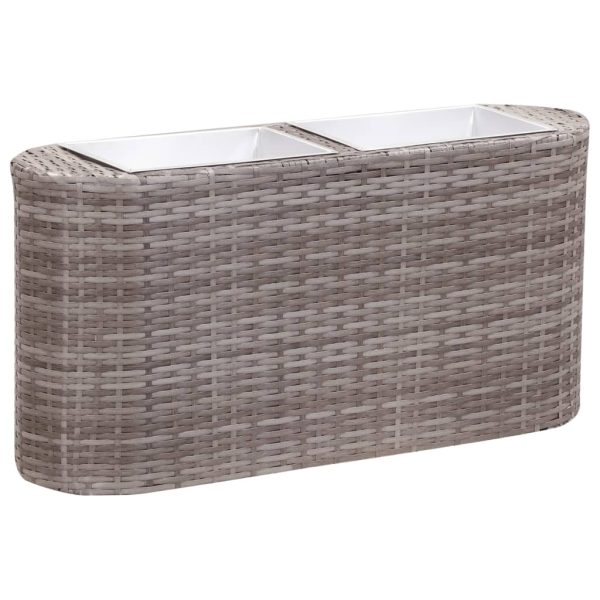 Floreira de jardim 80x25x40 cm vime PE cinzento