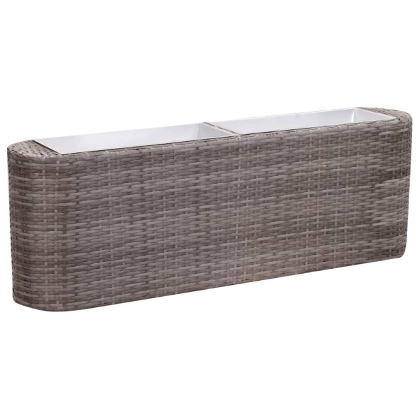 Floreira de jardim 120x24x40 cm vime PE cinzento