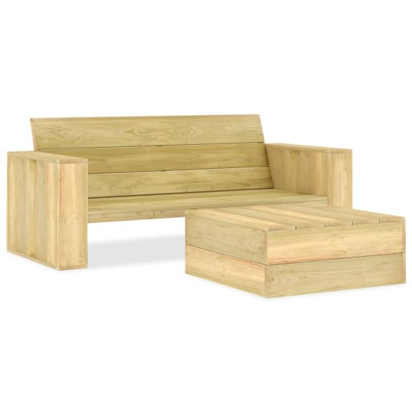 2 pcs conjunto lounge de jardim madeira de pinho impregnada