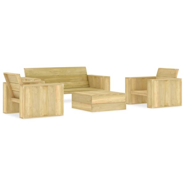 4 pcs conjunto móveis jardim madeira de pinho impregnada
