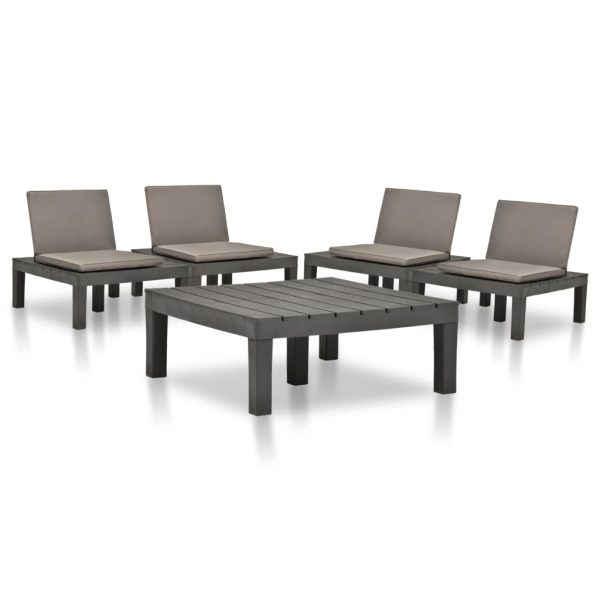 Conjunto lounge para jardim 5 pcs plástico antracite