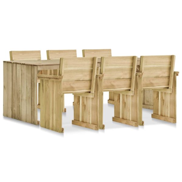 7 pcs conjunto de jantar para exterior pinho impregnado