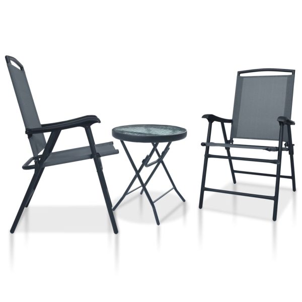 Conjunto bistrô 3 pcs aço cinzento