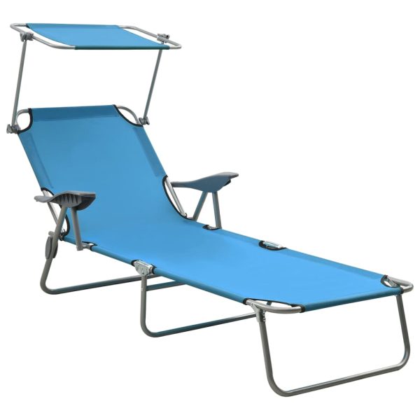 Espreguiçadeira com toldo aço azul