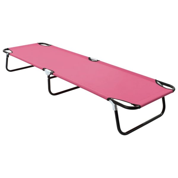 Espreguiçadeira dobrável aço rosa