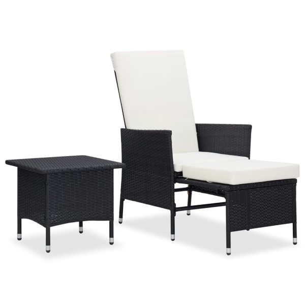 2 pcs conjunto lounge de jardim c/ almofadões vime PE preto