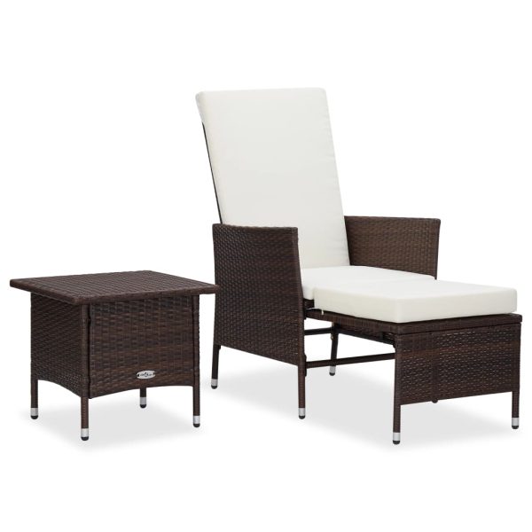2 pcs conjunto lounge jardim c/ almofadões vime PE castanho