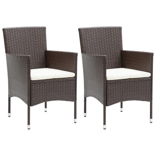 Cadeiras de jantar para jardim 2 pcs vime PE castanho