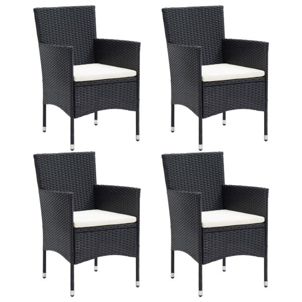 Cadeiras de jantar para jardim 4 pcs vime PE preto