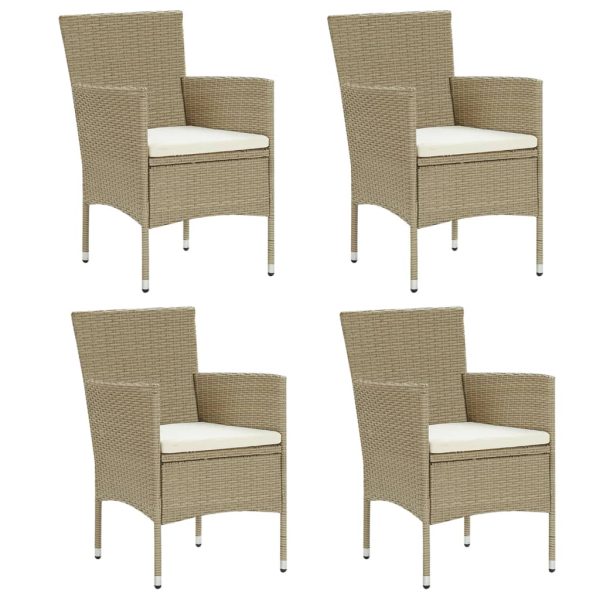 Cadeiras de jantar para jardim 4 pcs vime PE bege