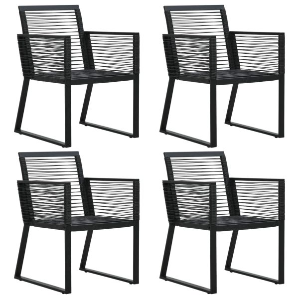 Cadeiras de jardim 4 pcs vime em corda preto