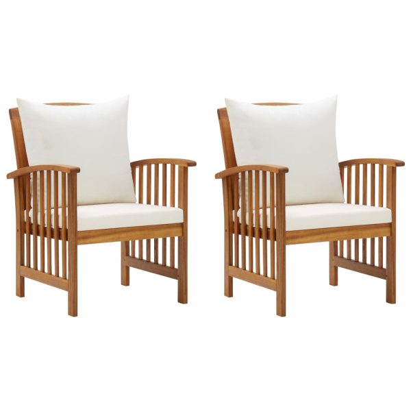 Cadeiras de jardim c/ almofadões 2 pcs madeira acácia