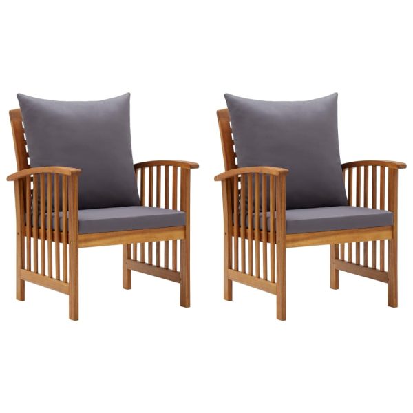 Cadeiras de jardim c/ almofadões 2 pcs madeira acácia
