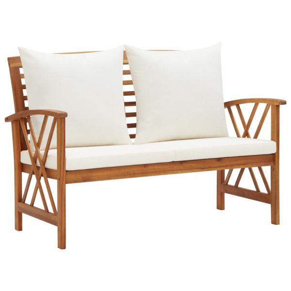 Banco de jardim c/ almofadões 119 cm madeira de acácia maciça