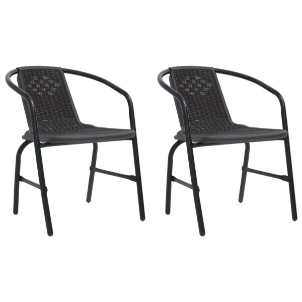 Cadeiras de jardim 2 pcs vime plástico e aço 110 kg
