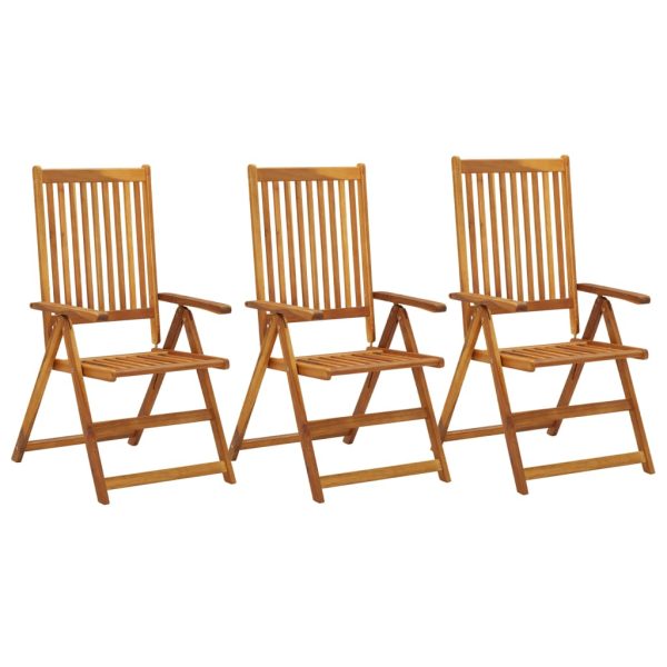 Cadeiras de jardim reclináveis 3 pcs madeira de acácia maciça