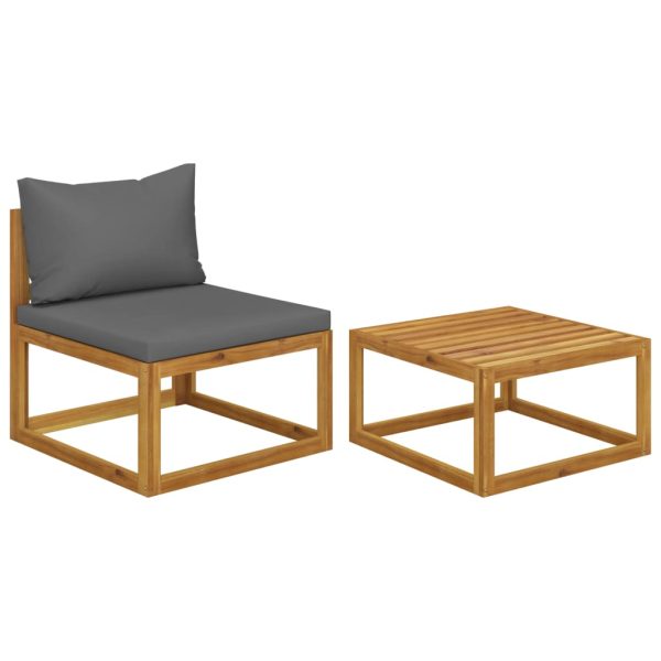2 pcs conjunto de sofás de jardim com almofadão acácia maciça