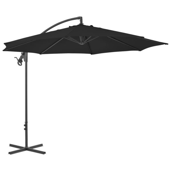 Guarda-sol cantilever com poste de aço 300 cm preto