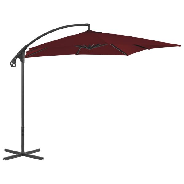 Guarda-sol cantilever c/ poste de aço 250x250 cm vermelho tinto