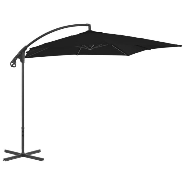 Guarda-sol cantilever com poste de aço 250x250 cm preto