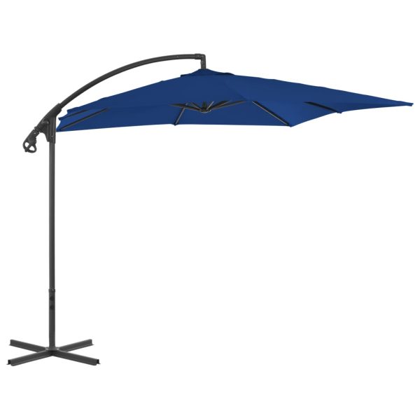 Guarda-sol cantilever com poste de aço 250x250 cm azul-ciano
