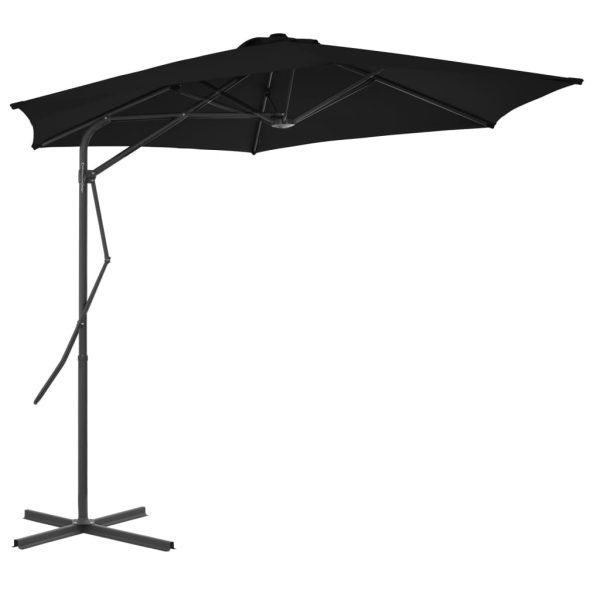 Guarda-sol de exterior c/ poste de aço 300x230 cm preto